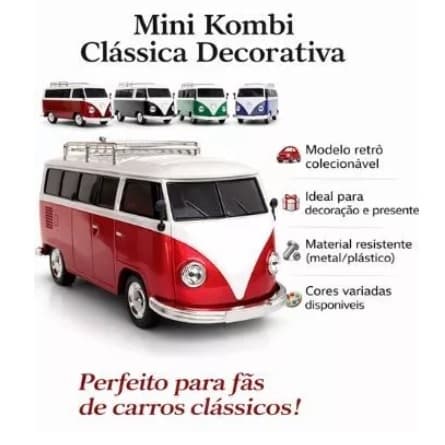 Caixa de Som Kombi Retrô Bluetooth WS-266 USB FM Portátil Decoração