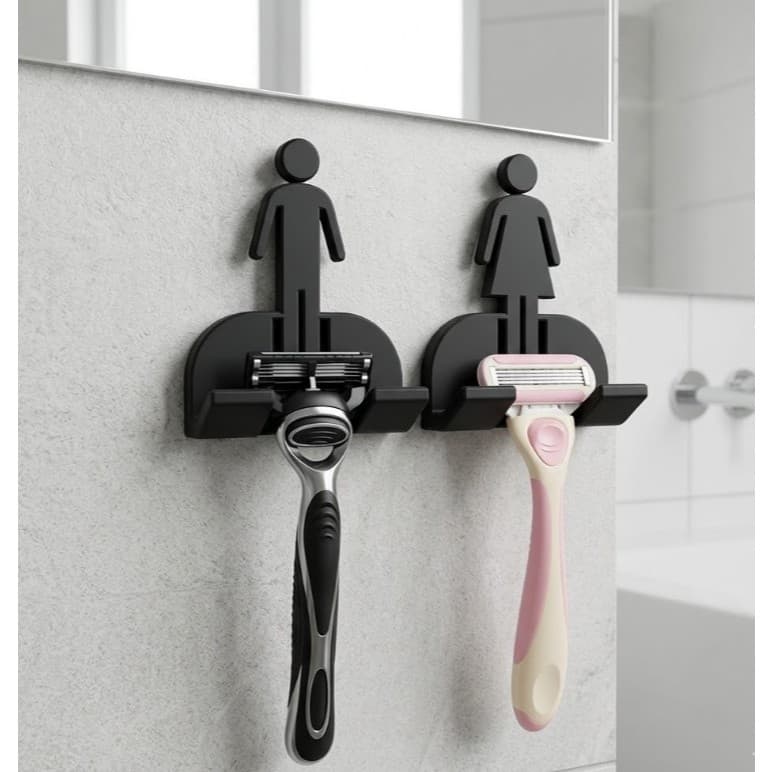 Suporte Porta Aparelho Barbear Lamina Gilette Prestobarba Barbeador Parede Sem Furo Banheiro