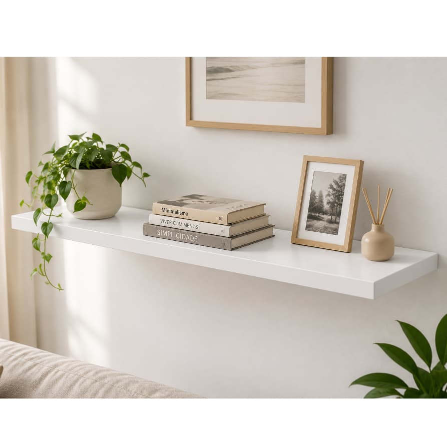Prateleira Branca de Parede 100x30 MDF 1 ou 2 ou 3 unidades