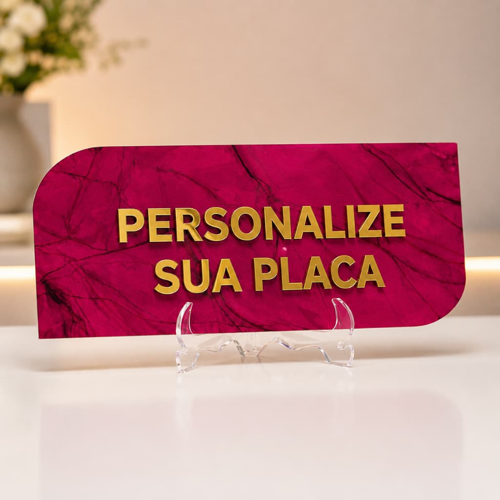 Placa de Sinalização Personalizada Acrílico Marmorizado Luxo Consultório Sala Local