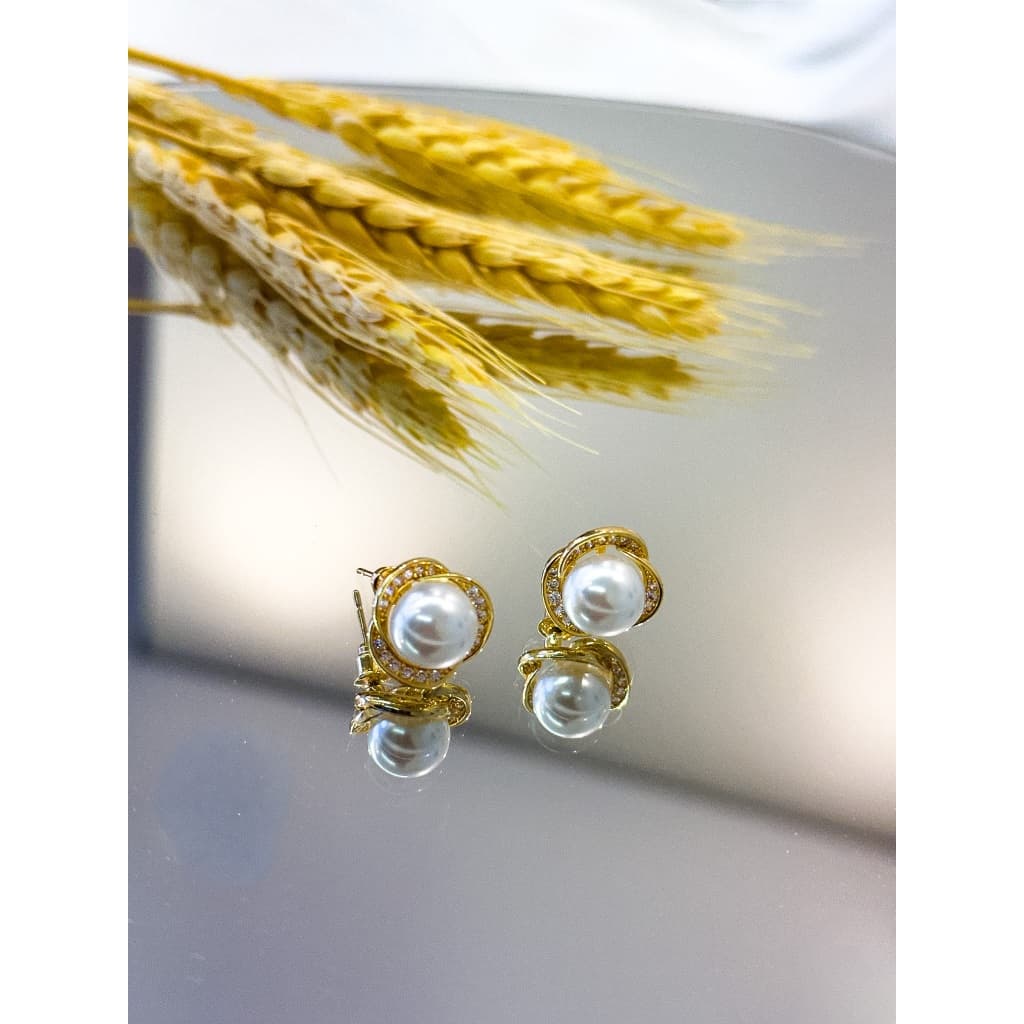 Brincos De Pérola De Cristal Brilhante Feminino Geométrico Elegante folhado vintage