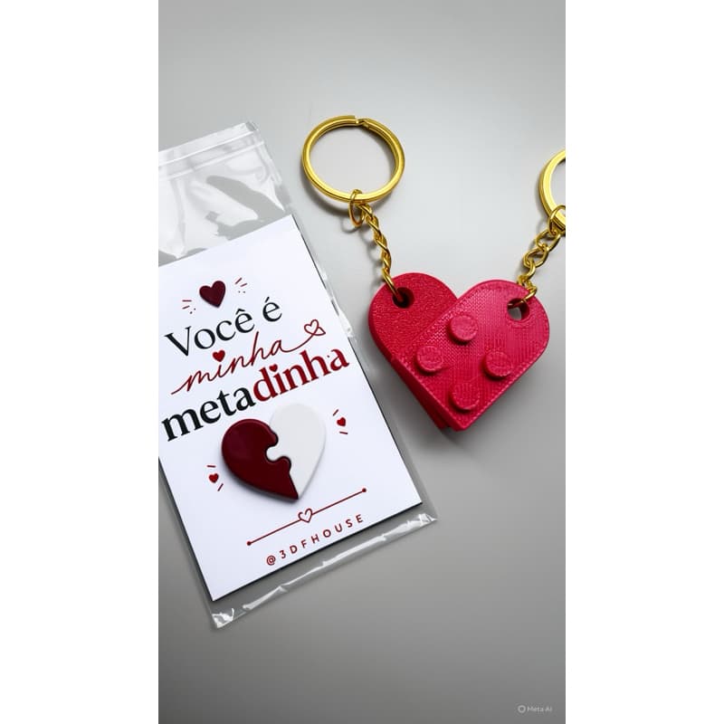 Chaveiro coração Lego | Chaveiro metadinha | Lembancinha dia dos namorados | Chaveiro namorados|chaveiro coração montar