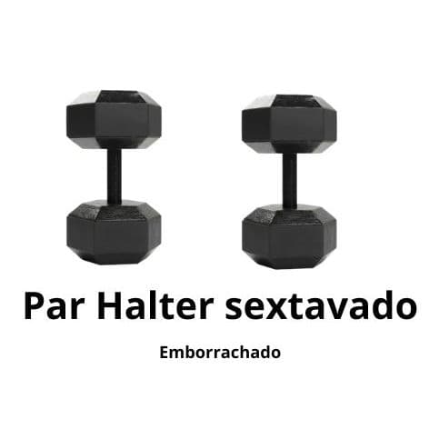 Par de10kg - Halter sextavado de concreto - Treino em casa -20kg bruto - Pesos de Academia