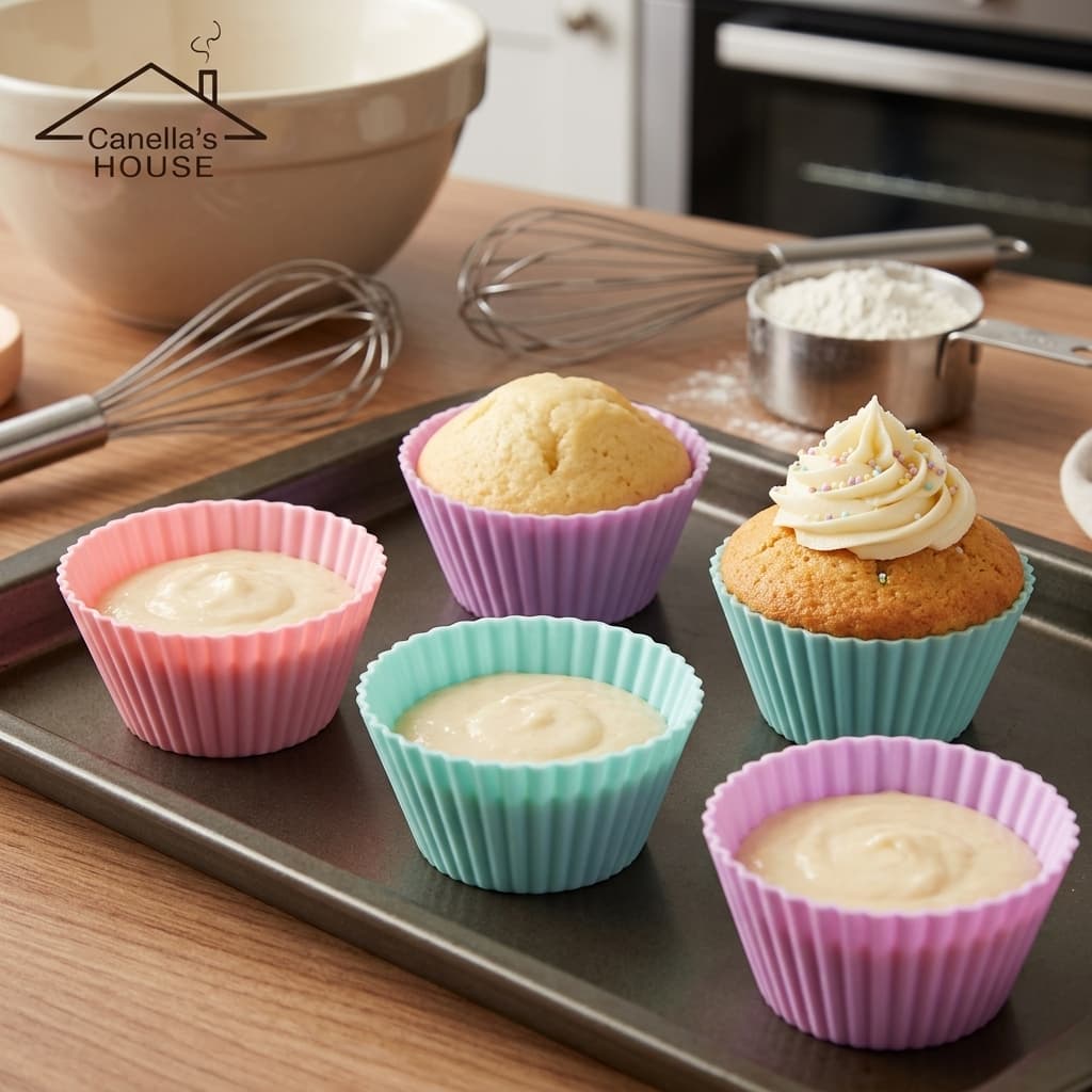 Kit 6 Forminhas Formas Cupcake 7cm Bolo Muffin Doces Silicone Formato Redondo Colorido