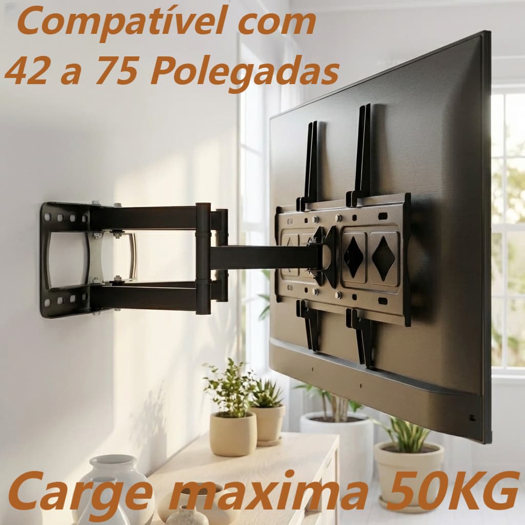 Suporte Articulado Tv, Suporte de Tv para Parede Braço Duplo 42 a 75  Polegadas Carge maxima 50KG