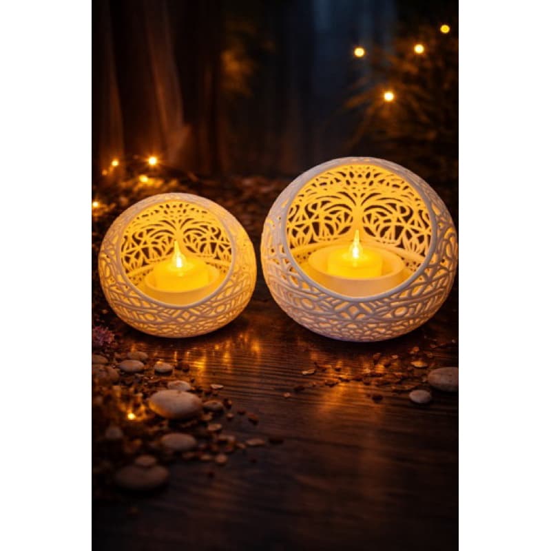 Suporte decorativo para velas de  LED 'Árvore da Vida' design vazado