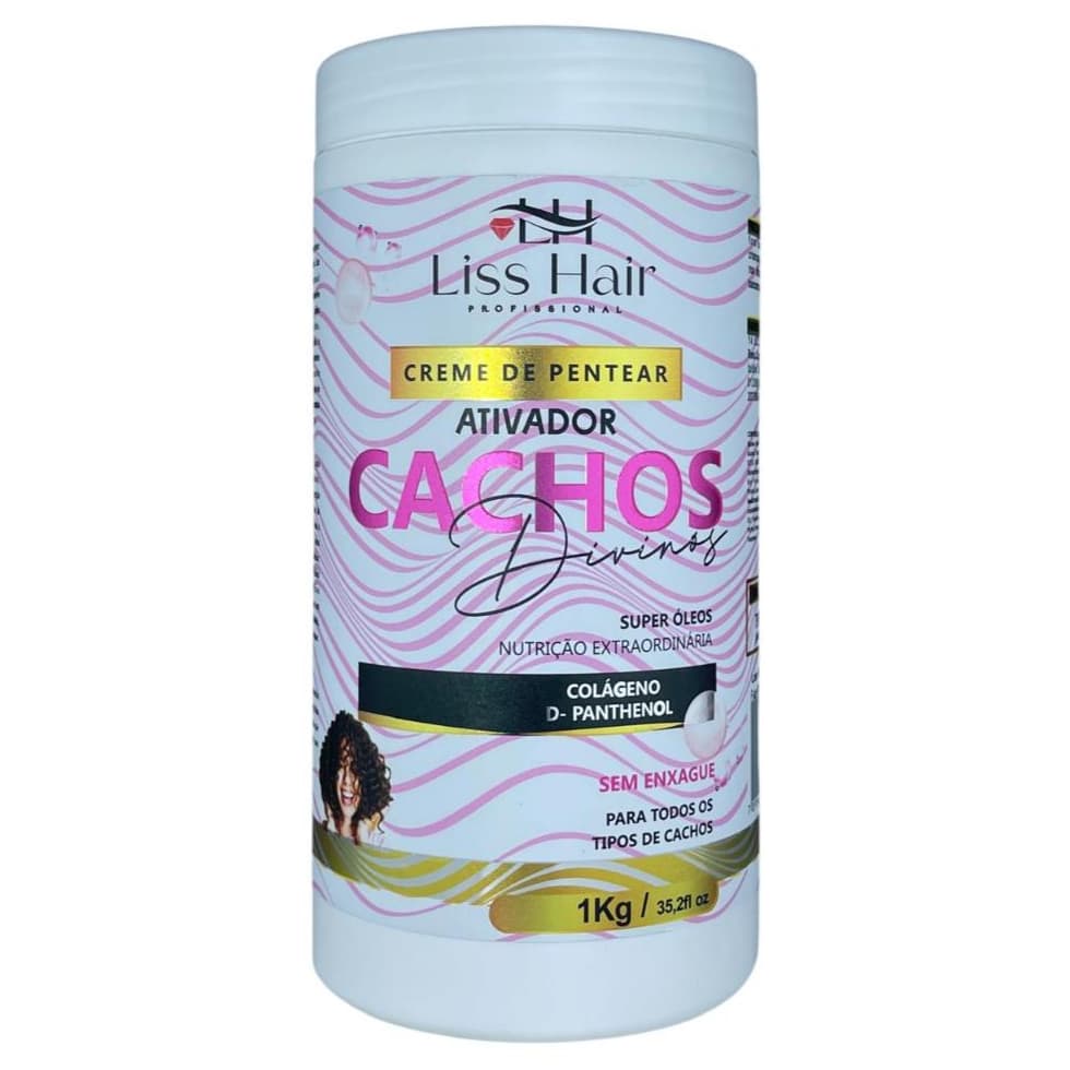 Creme de Pentear Cachos Divinos Super Óleos e Brilho Intenso 1Kg Linha Premium Liss Hair
