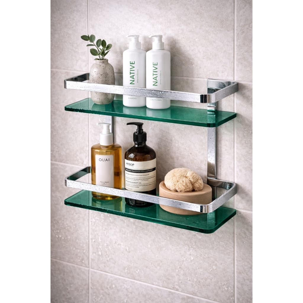 Suporte Banheiro Shampoo Duplo Prata Brilhante