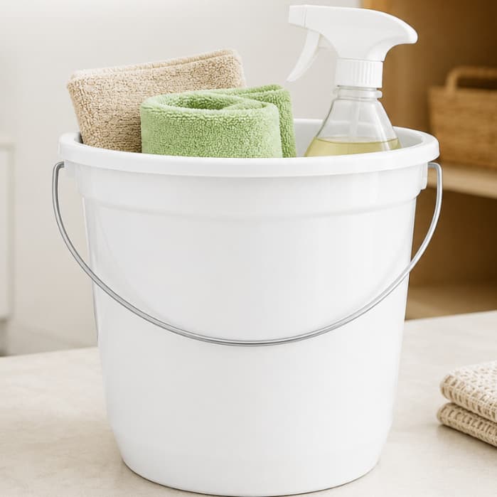 Balde de Plástico 7,5L Reforçado Branco Multiuso com Alça Metal