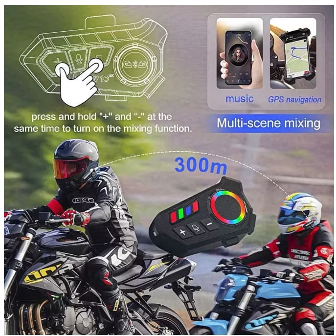 Fone De Ouvido Bluetooth Para Moto Capacete Led Resistente Agua Com Microfone Chamada KA-B07