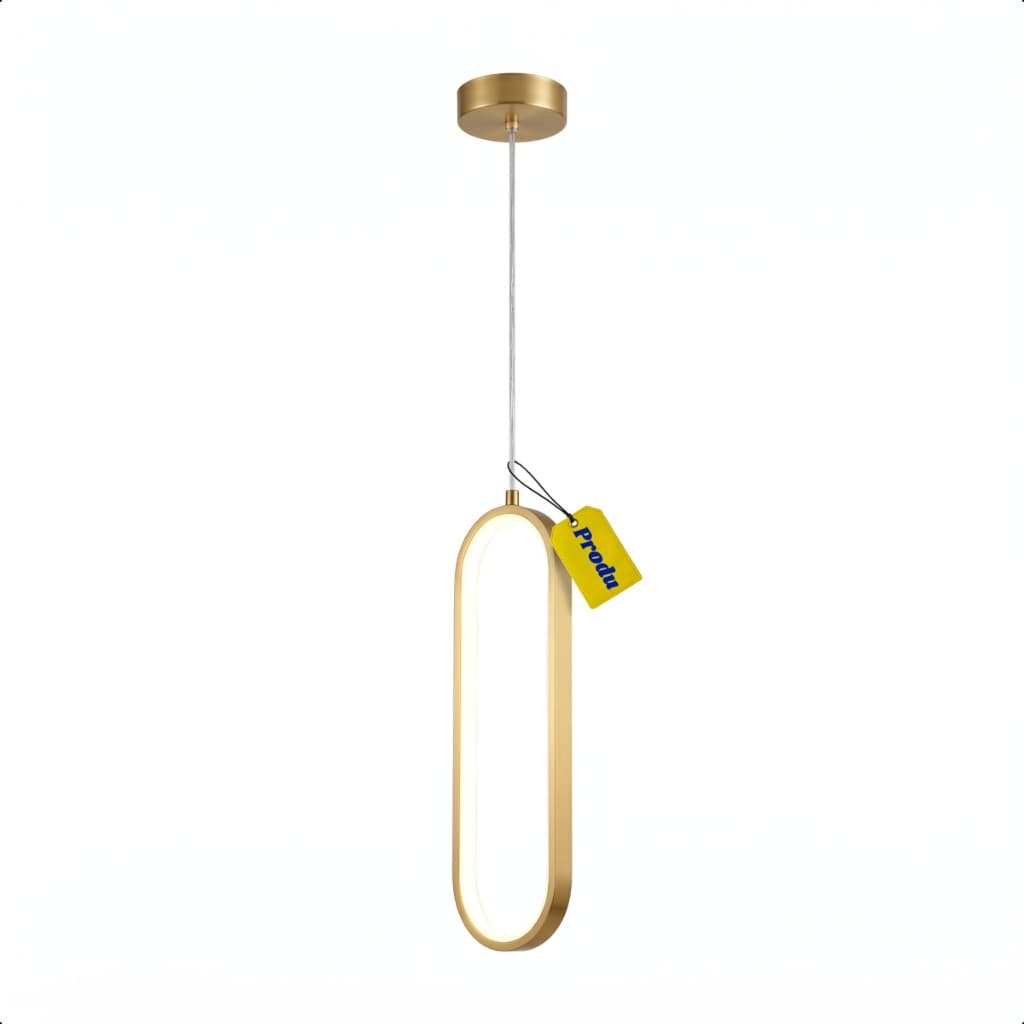 Luminaria Pendente Led 15w Produ Minimalista Teto Cabeceira Quarto Sala Jantar Luxo Dourado Bivolt