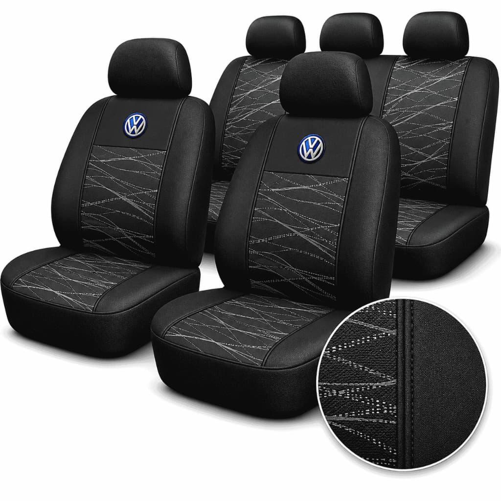 Jogo Capa Banco Carro Tecido Automotivos Preto Volkswagen Fox Fusca CrossFox