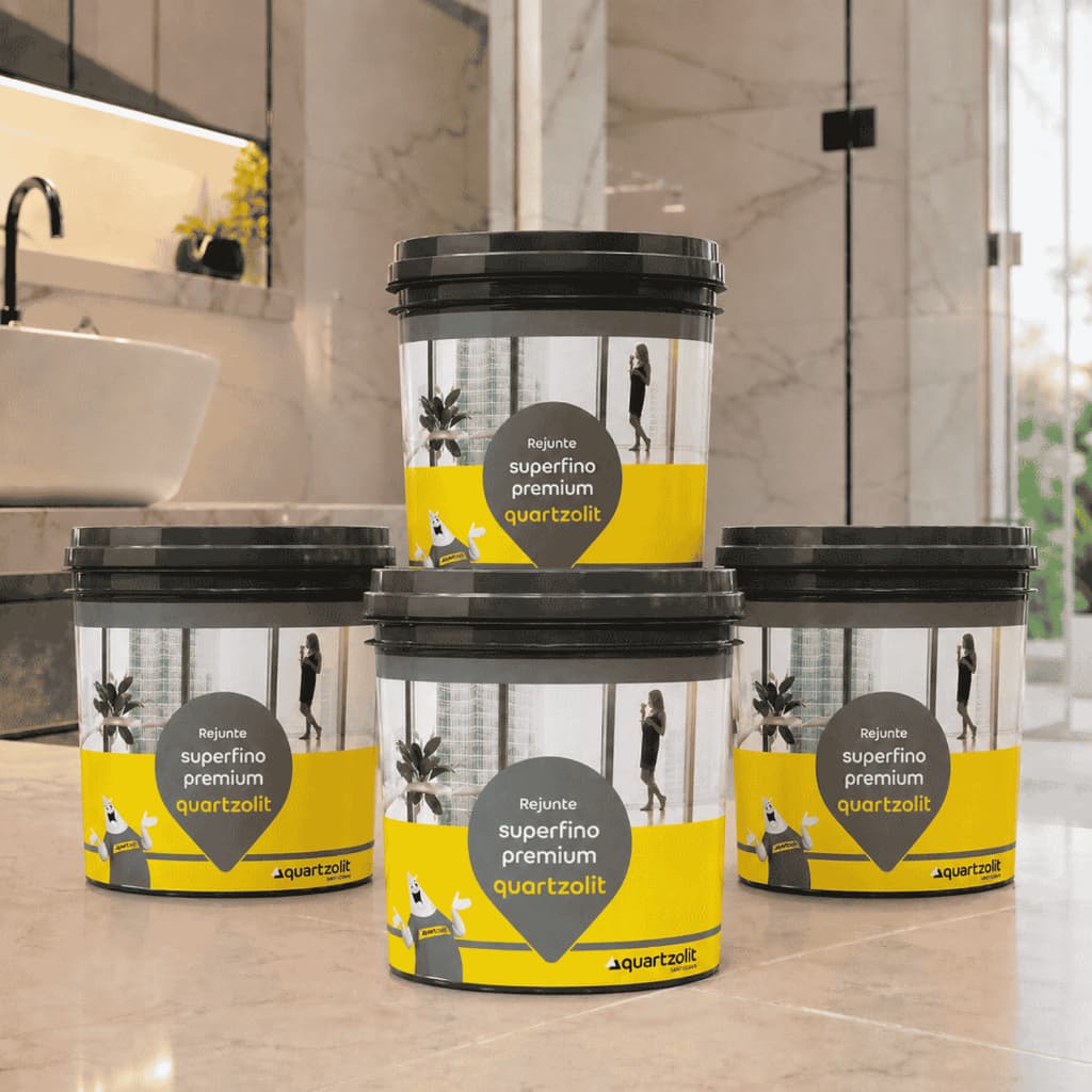Kit 4 Rejunte Acrílico Premium Quartzolit Corda 2kg (8kg) Antimofo Secagem Rápida Piso Amadeirado