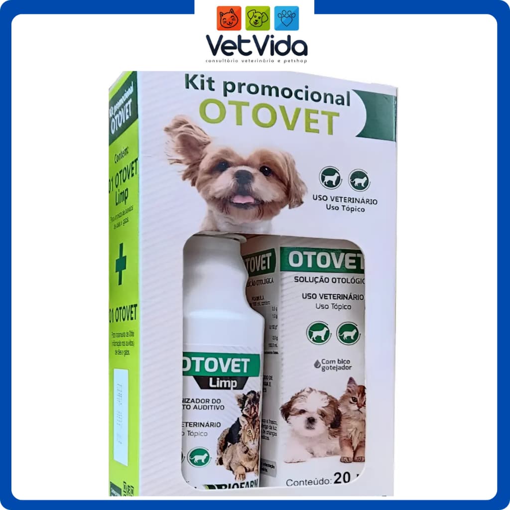 Kit Otovet Para Tratamento De Otite Em Cães E Gatos Biofarm