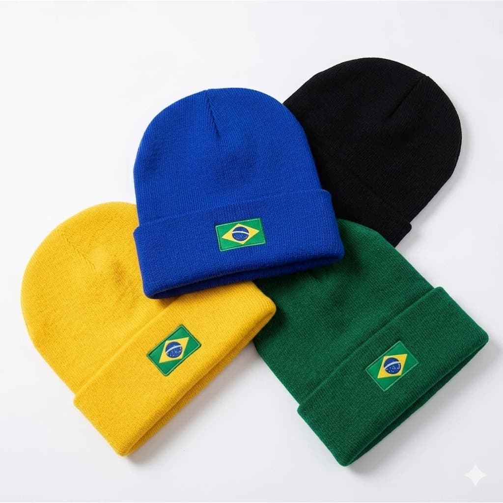 Touca Gorro de Lã Bordado Brasil Torcedor Copa do Mundo 2026 Diversas Cores Neymar Masculino Feminino