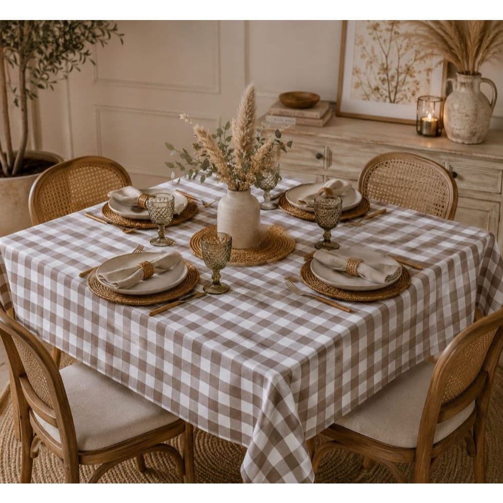 Toalha de Mesa Oxford 4/6/8 Lugares Xadrez Quadriculada Farm House Picnic