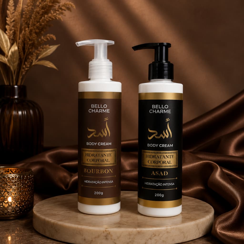 Kit 2 Hidratante Corporal Árabe Asad e Bourbon 200g Bello Charme