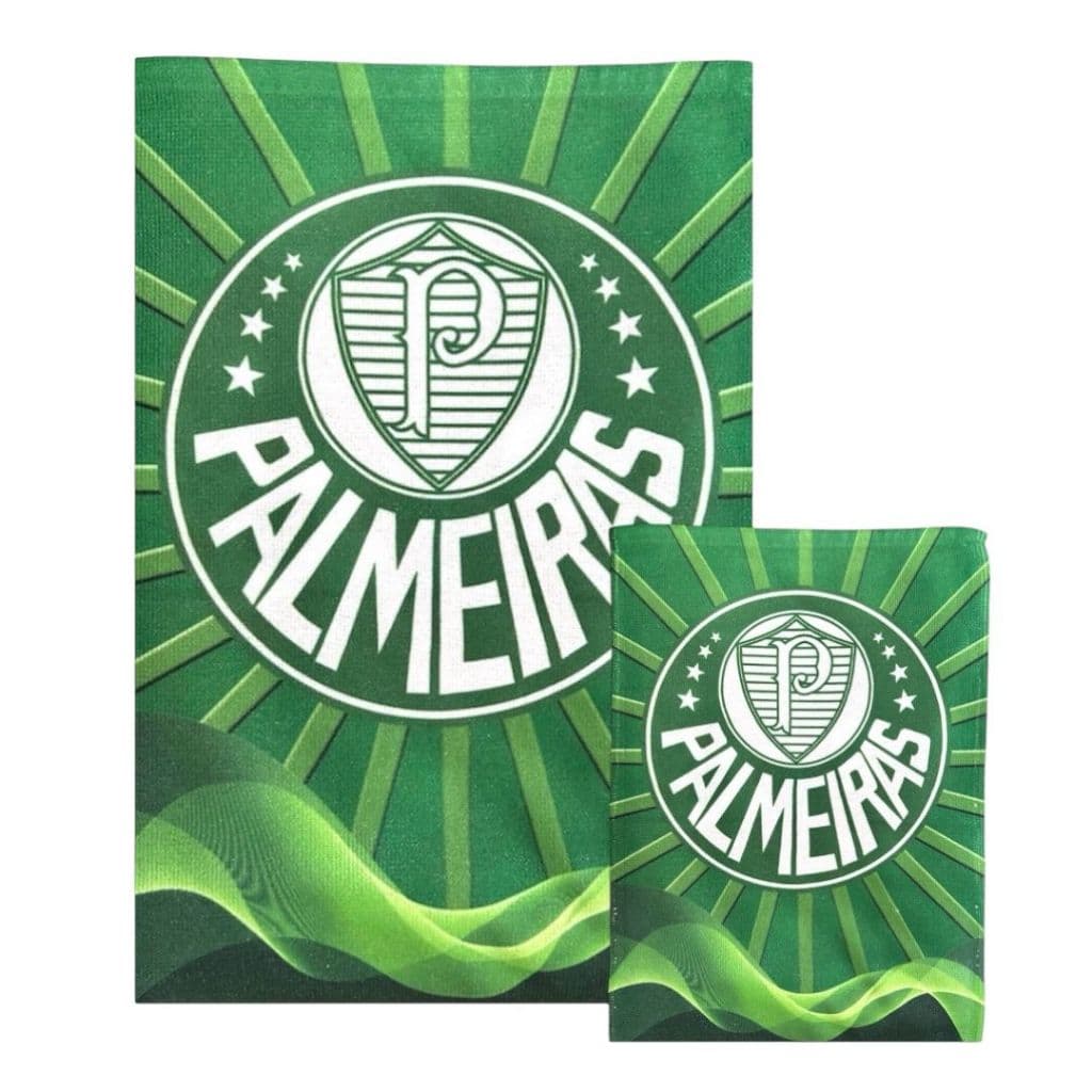 Kit Toalha de Banho + Toalha de Mão Palmeiras Futebol Praia Piscina Natação