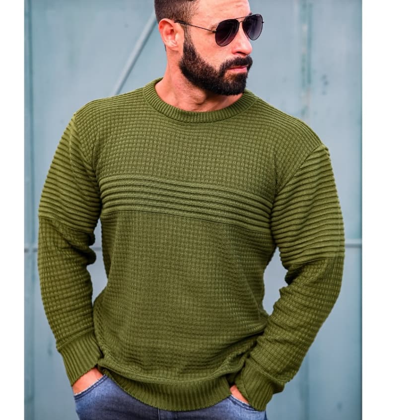 Blusa De Frio Suéter Masculino com detalhes em extruzão