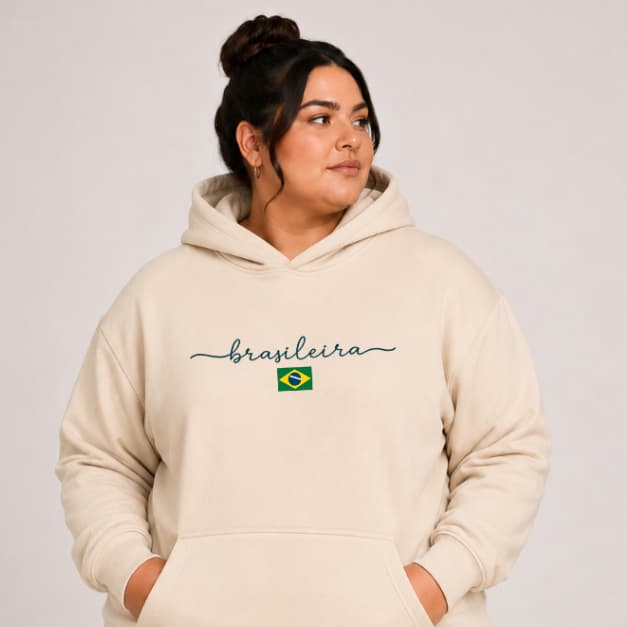 Blusa de Frio Feminina Plus Size Brasileira Moletom Canguru Flanelado Quentinho P ao G5