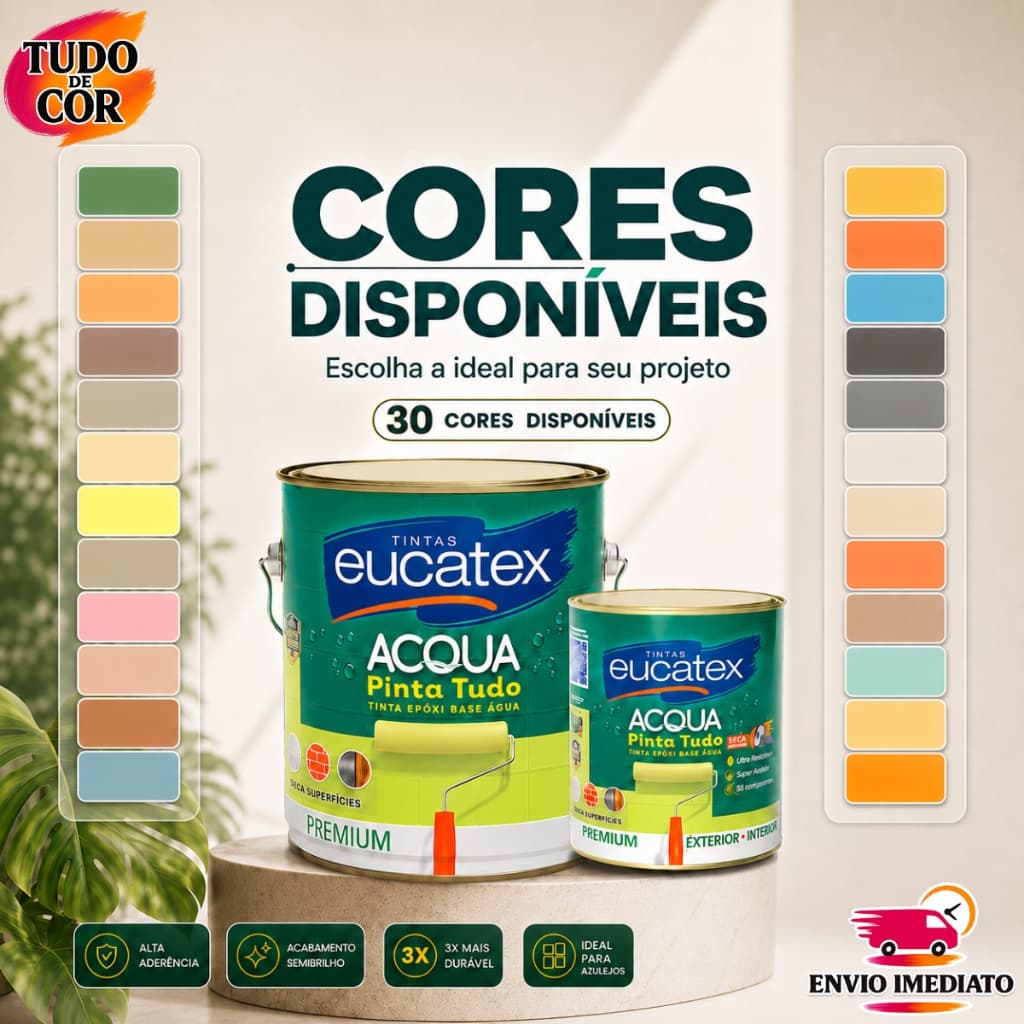 Tinta Epóxi Cozinha Banheiro Azulejo 3,6L 900ml Pinta Tudo Base Água Eucatex Varias Cores
