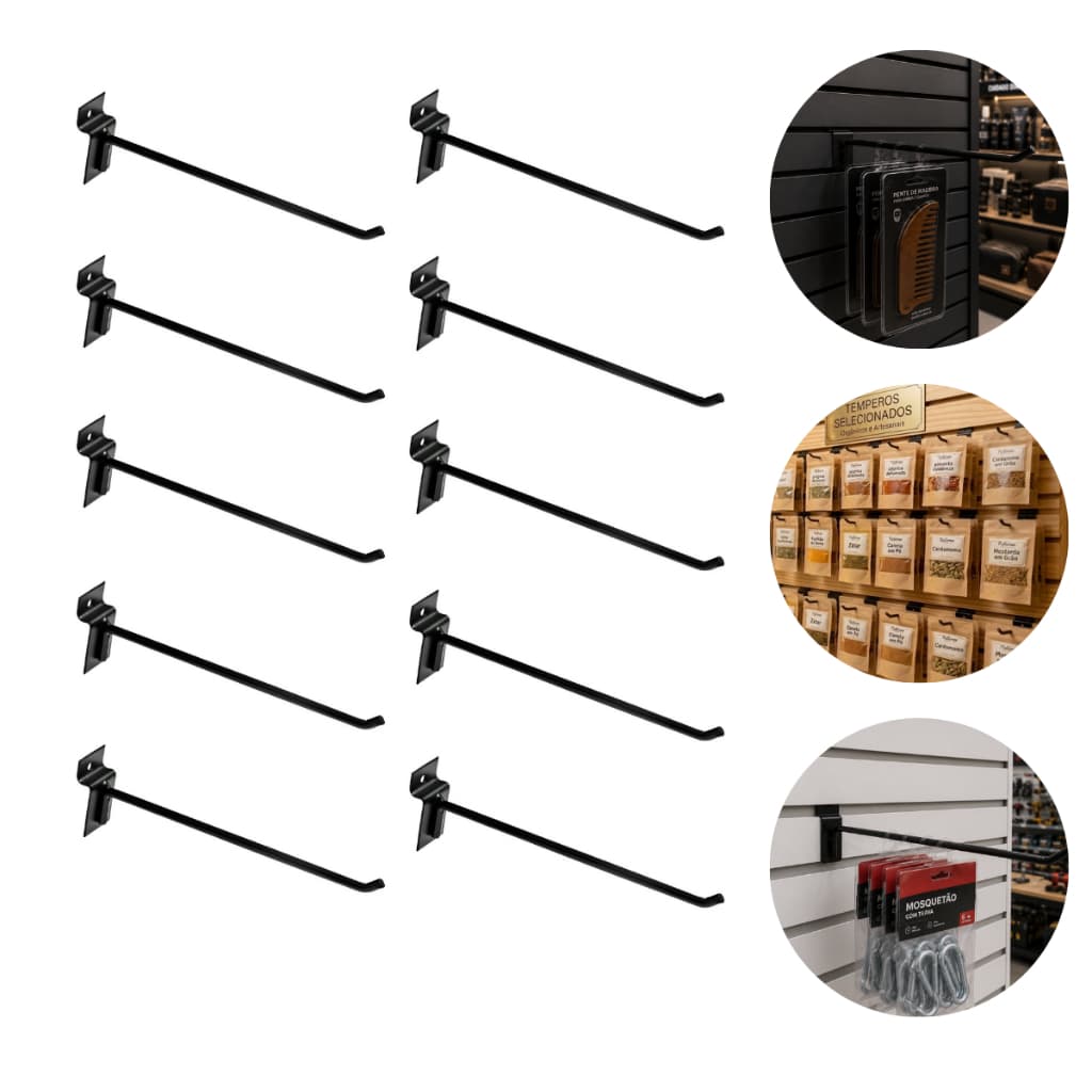Kit 100 Ganchos Expositor para Painel Canaletado Aço Resistente