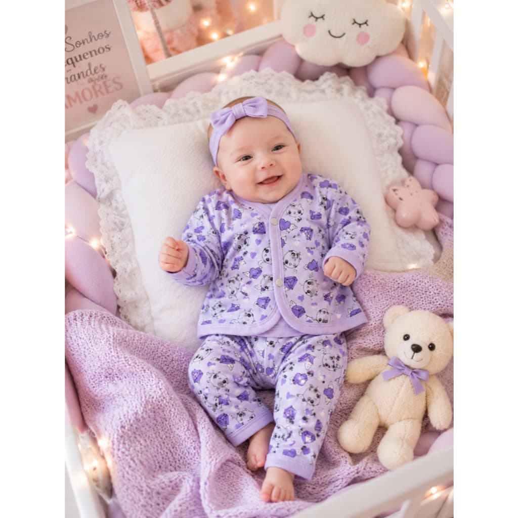 Pijama Recém Nascido Estilo Americano Manga longa de botão Menina e Menino Roupa de Bebê Dormir