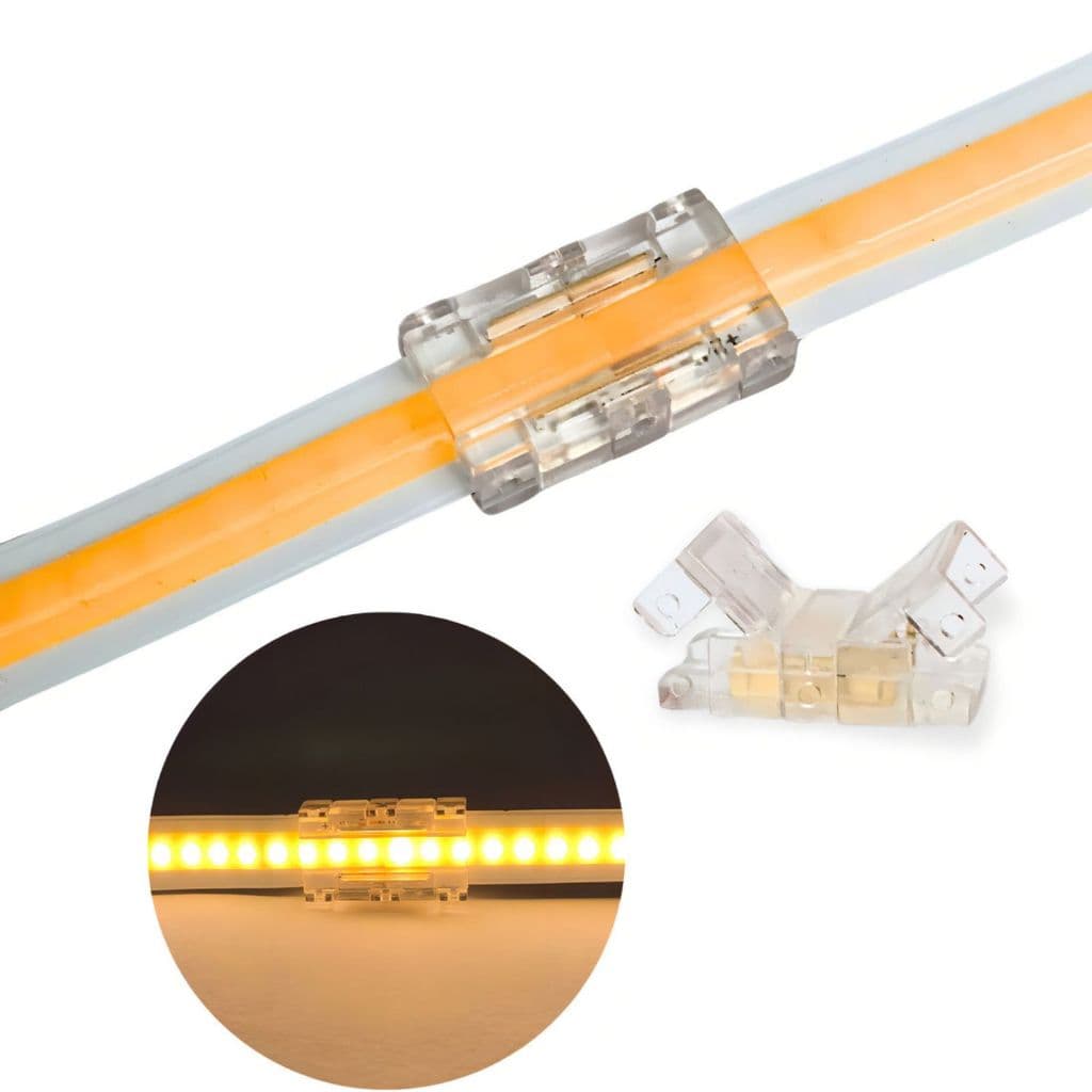 Conector 8mm ou 10mm para Fita LED COB Sem Solda Emenda Reta Fácil Instalação Kit 5 e 10peças