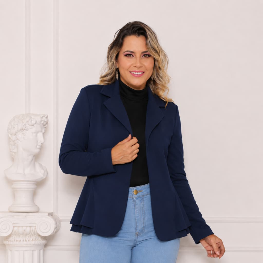 Blazer Feminino Alfaiataria em Neoprene–Elegância Conforto Plus Size G1, G2 e G3 e Slim P, M, G, GG