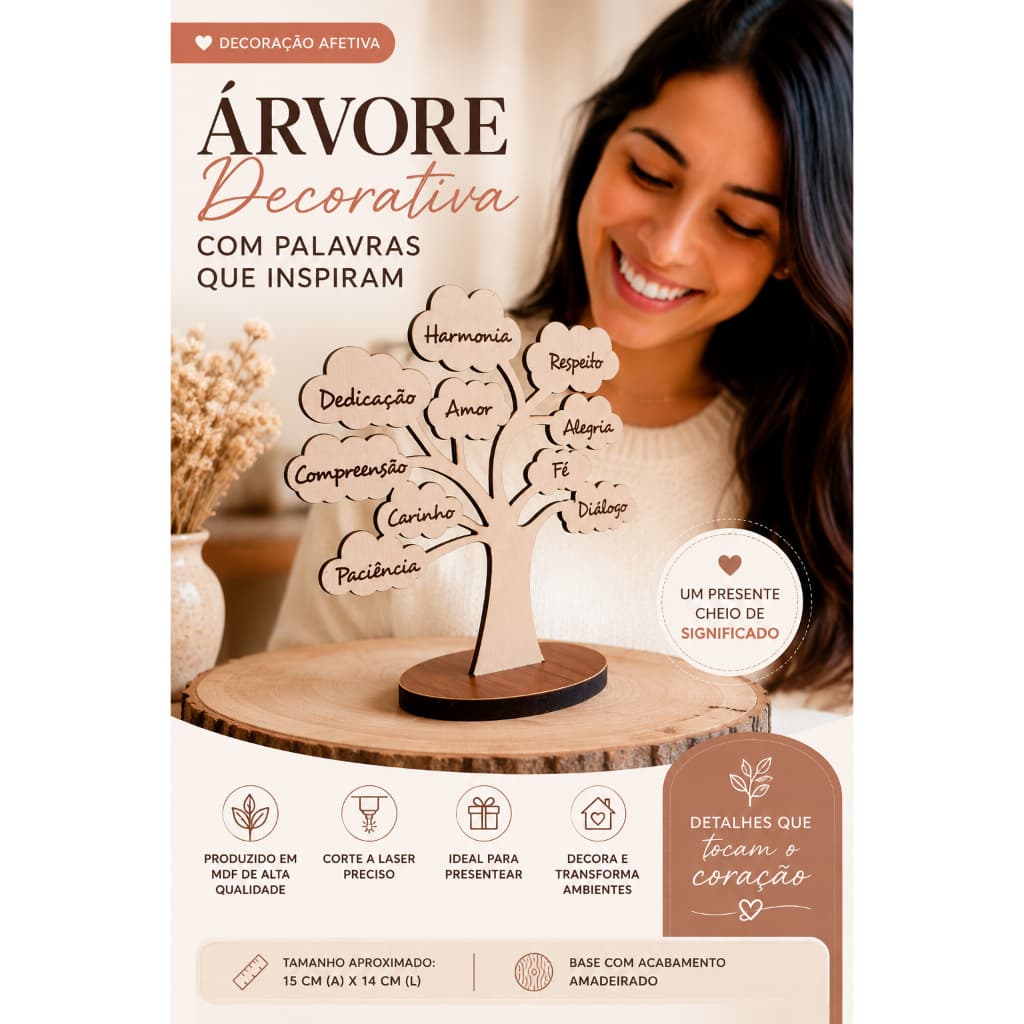 Árvore Decorativa com Palavras Inspiradoras | Presente Criativo Motivacional