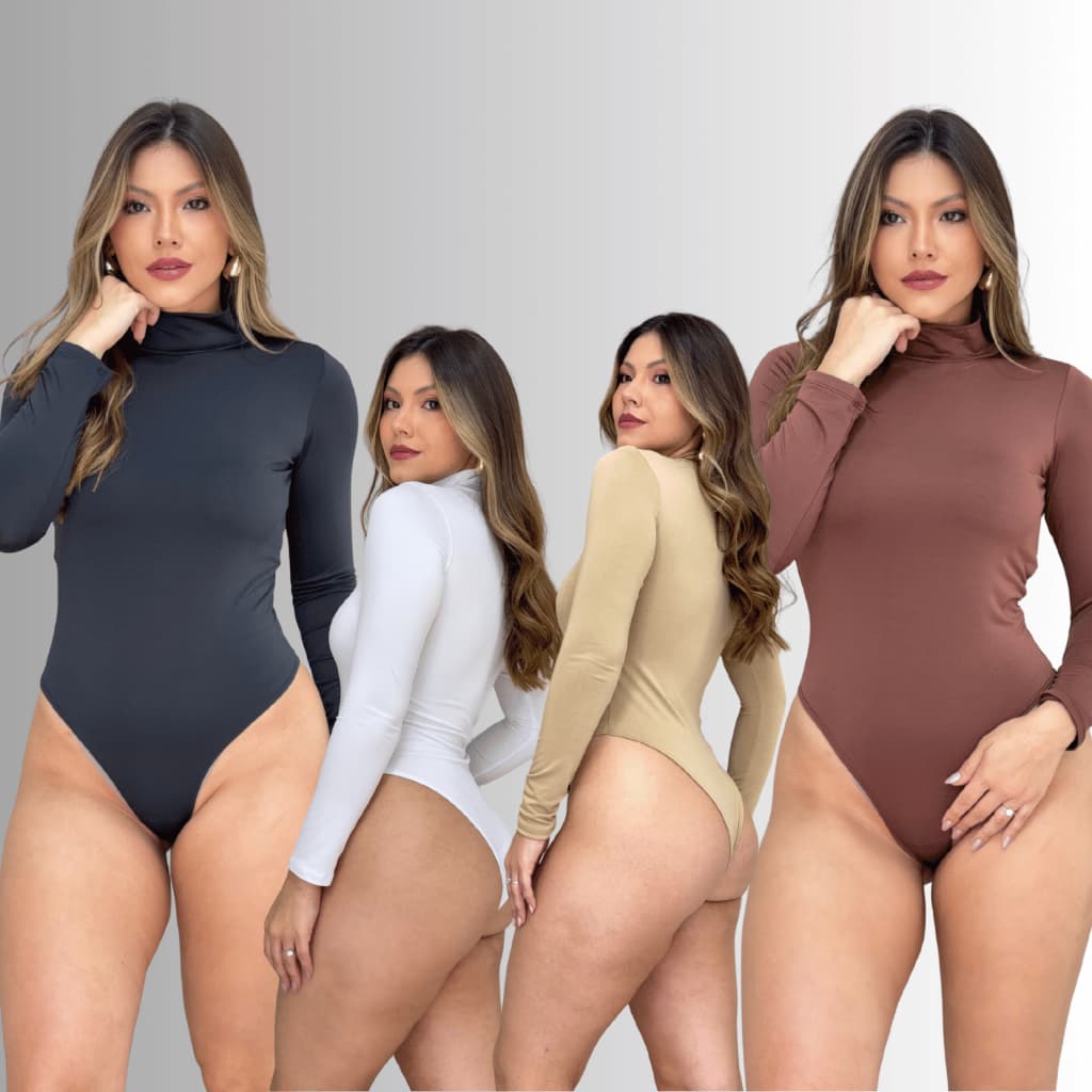 Blusa de Frio Feminina Body Preto Manga Longa Cacharrel Gola Alta Ajustada Casual Chic