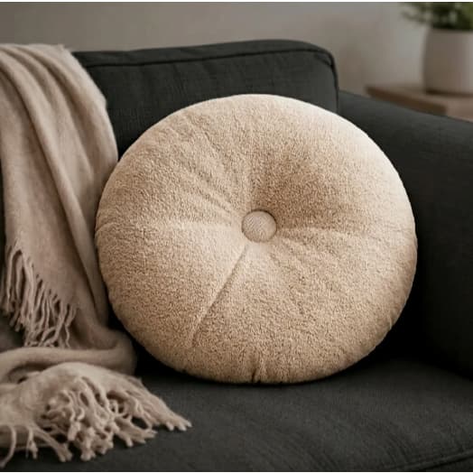 Almofada cheia Redonda em Bouclê 45x45 Premium Decoração
