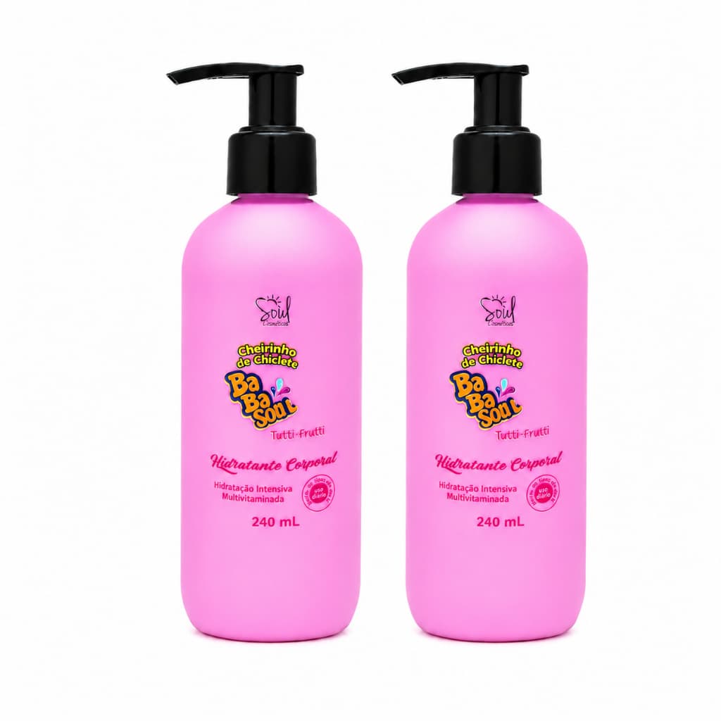 Kit 2 Hidratante Corporal Babasoul Tutti-Frutti 240ml - Aroma Chiclete de Frutas + Pele Macia e Sedosa