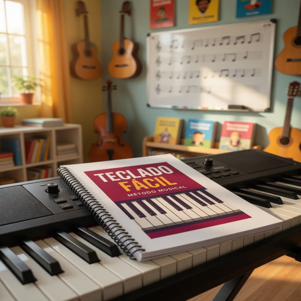 Caderno Método para tocar teclado Fácil Iniciantes Encadernado