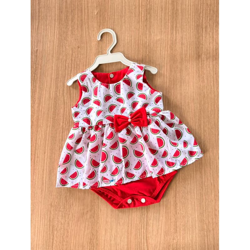 Vestido infantil de bebê tipo Body com forro de algodão 0 - 3 meses