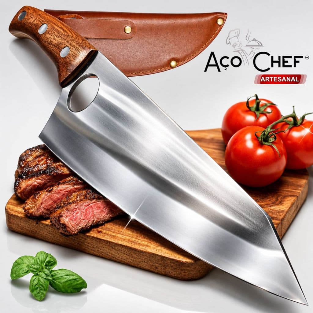 Faca Cutelo Artesanal Aço Inox Corte Carne Osso Muito Afiada