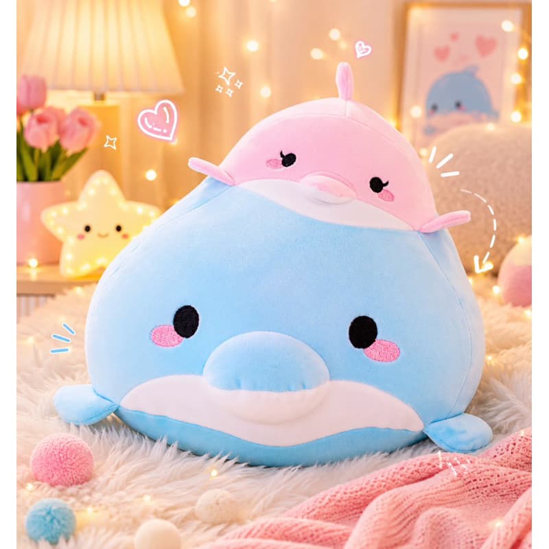 Pelúcia Golfinho Super Fofa Kawaii 23 Cm – Almofada Fofa Decorativa Antialérgica Presente Infantil Envio Imediato