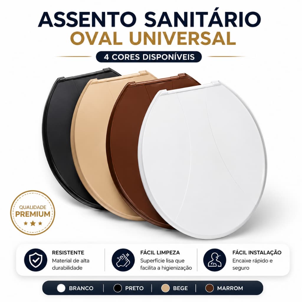 Tampa Assento Sanitário Tampa Para Vaso Universal Oval Plástico  Ergonômico e de Fácil Instalação