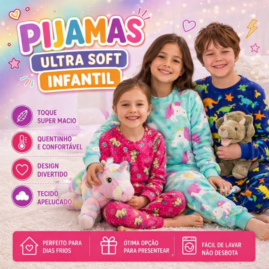 1 PIJAMA ULTRA SOFT INFANTIL MENINO MENINA FRIO INVERNO