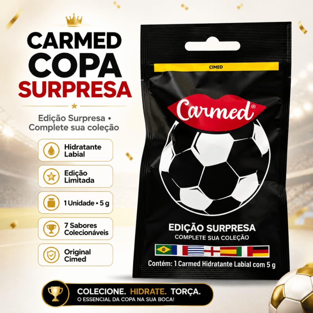 Carmed Copa do Mundo Hidratante Labial 5g Edição Limitada Cimed Seleções Mundo Copa 2026