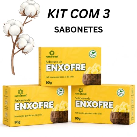 Kit 3 Sabonetes- Enxofre Nativa Brasil 90g- Produto Vegano