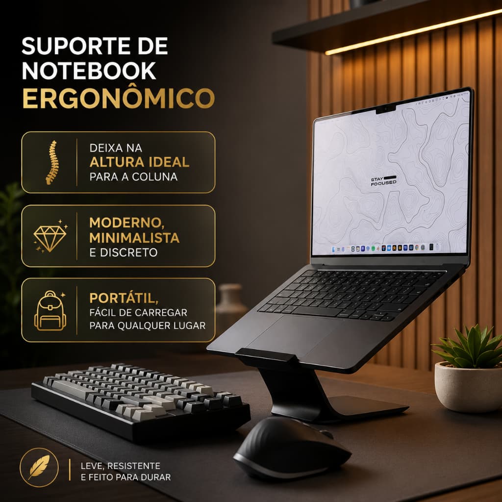 Base Minimalista Para Notebook e Laptop Flutuante Prático e Moderna!