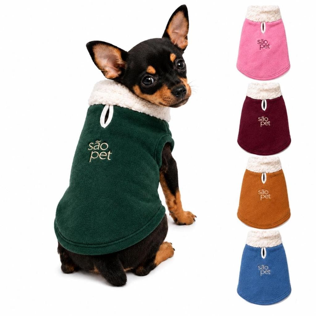 Roupa Inverno Cachorro Porte Mini 1,5 a 2,5kg Gola Peluciada - Yorkshire, Pinscher, Chihuahu,a Poodle Toy, Maltês