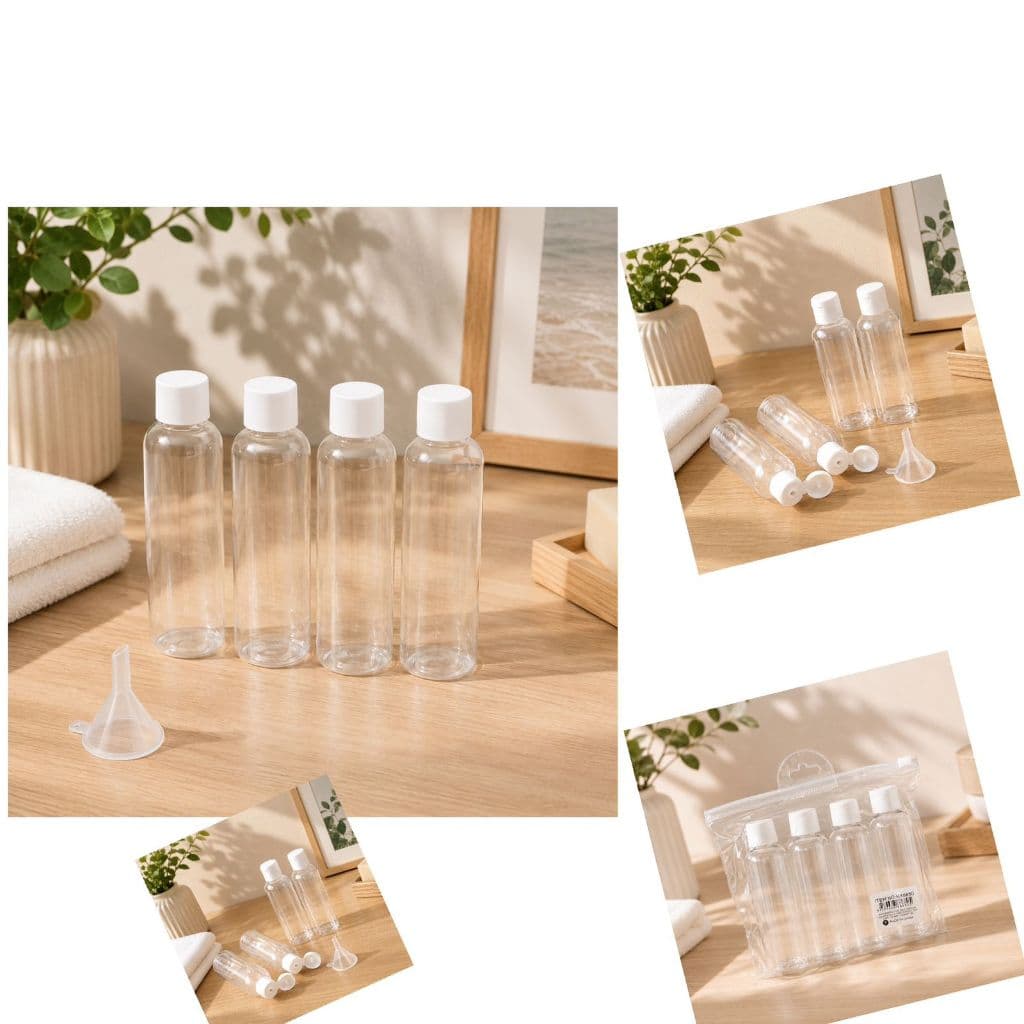 ✨ FRASCO PLÁSTICO TRANSPARENTE VIAGEM COM FUNIL ✨ 8680