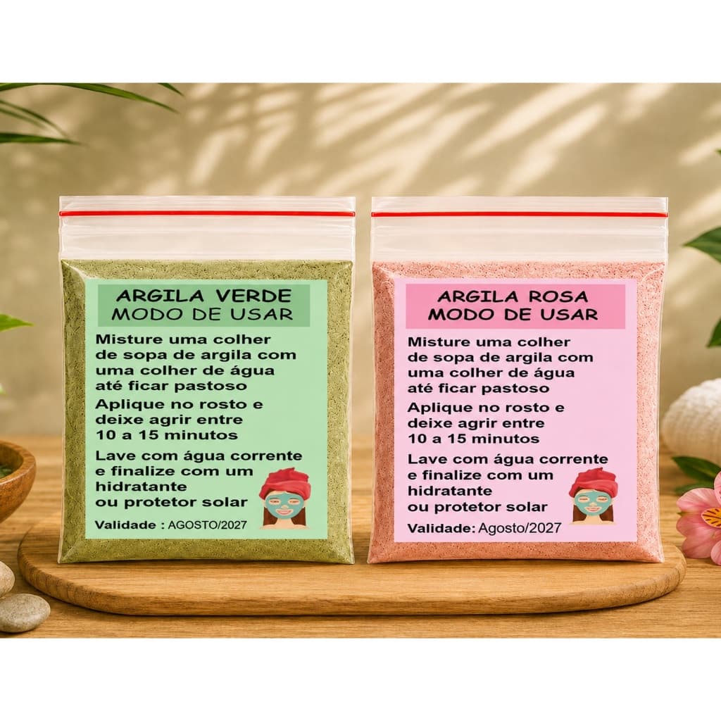20/30/40 saquinhos argila verde rosa com instruções vaidade rosto skin care autocuidado se cuida