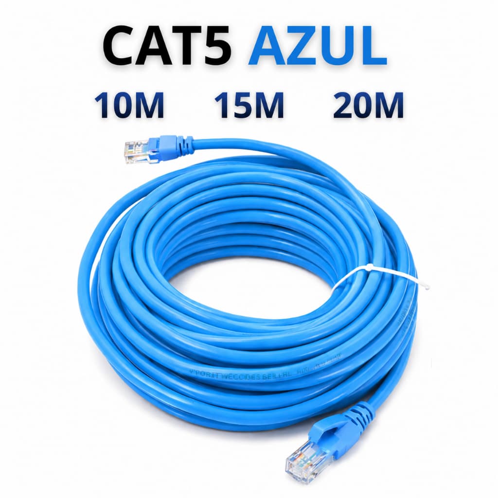 Cabo de Rede Azul RJ45 para Internet Fibra Óptica Roteador e Modem