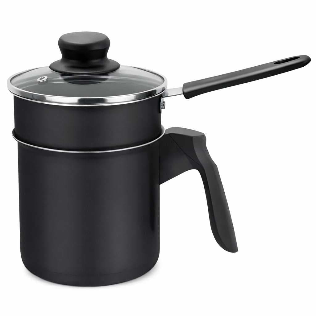 Panela de Cuscuz Mini Cuscuzeiro Individual  Leiteira em Alumínio Com Tampa de Vidro