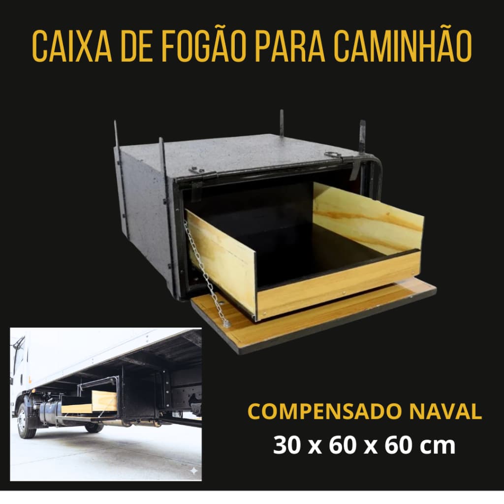 Caixa Cozinha Caminhão Carreta 30x60x60 Suporte Fogão Portátil Reforçada
