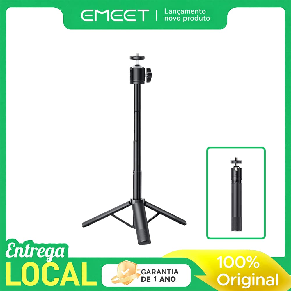 Tripé Mini Profissional EMEET 360° para Webcam, Celular e GoPro – Ajustável, Portátil e Estável