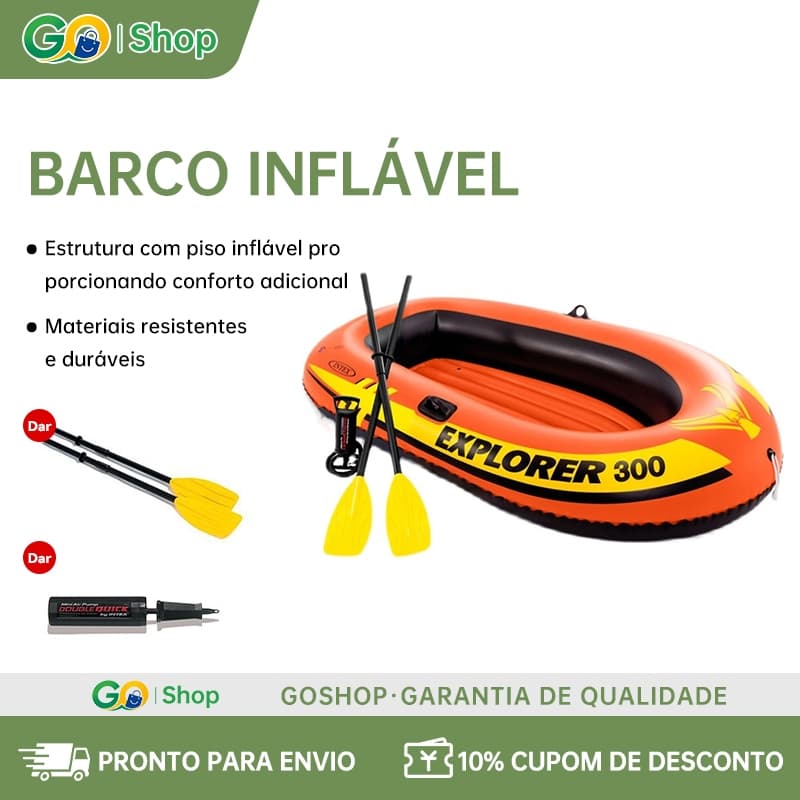 Barco inflável de pesca para 3 pessoas com bomba de ar e remos incluídos - Caiaque leve para praia, rio e lago